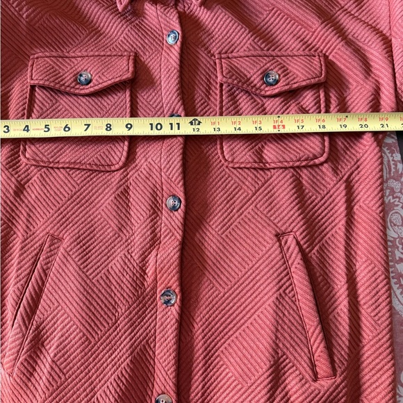 NWT Orange Textured Button-Up Shacket SZ XL; Tonal Geometric Pattern - Picture 5 of 11
